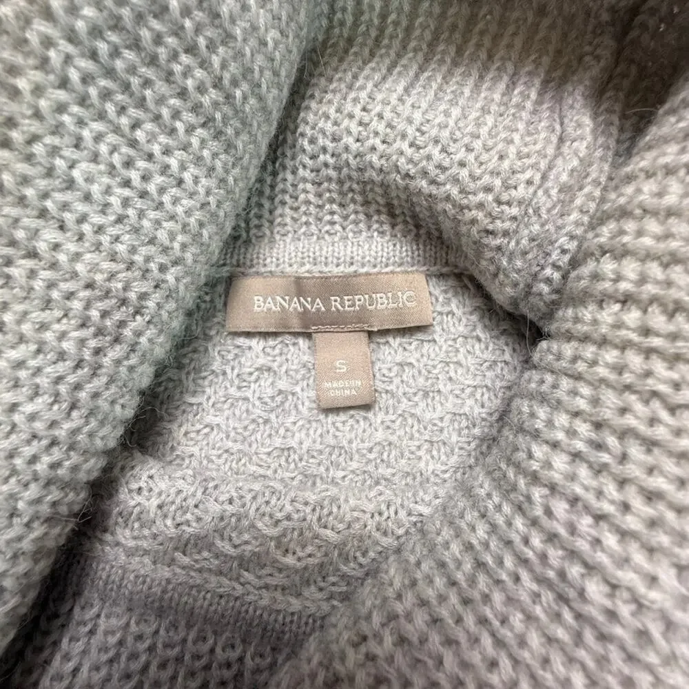 Banana Republic Alpaca Merino Wool Blend Funnel Neck Sweater Gray Small - Picture 3 of 12